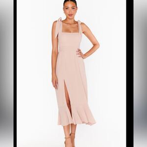 Show Me Your Mumu Square Neck Fitted Bodice Dress Size Small Blush Color Ties